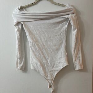 Abercrombie & Fitch White Off-Shoulder Bodysuit